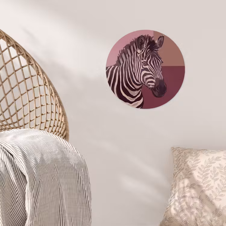Dieren - Zebrahoofd - Wildlife - Modern - Bruin Wandcirkel behangsticker klein -sfeer4