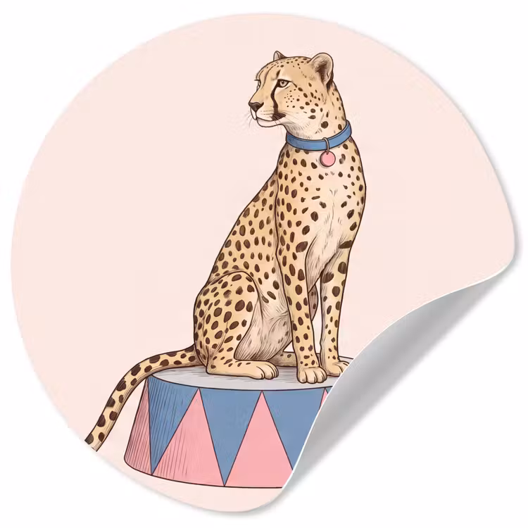 Dieren - Circus - Illustratie - Vintage - Roze Wandcirkel behangsticker klein -3d