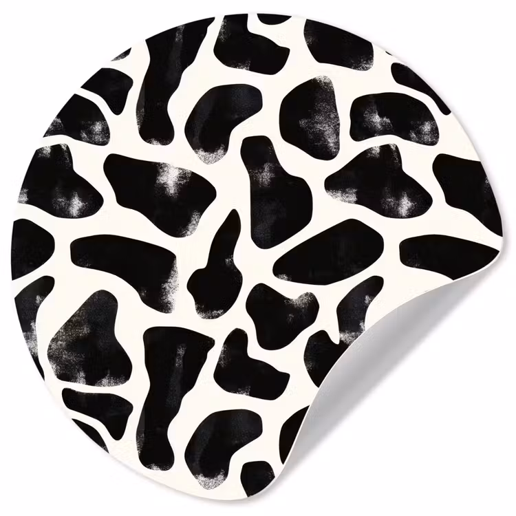 Dierenpatroon - Vlekken - Zwart - Wit Wandcirkel behangsticker klein 186 -3d