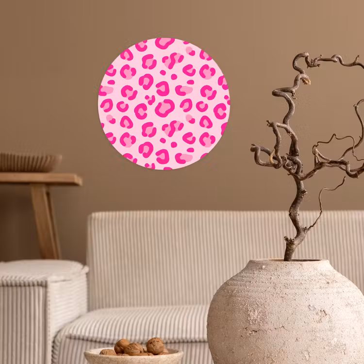 Dierenprint - Patroon - Abstract - Modern - Roze Wandcirkel behangsticker klein -sfeer1