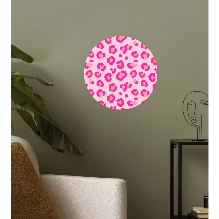 Dierenprint - Patroon - Abstract - Modern - Roze Wandcirkel behangsticker klein -sfeer2