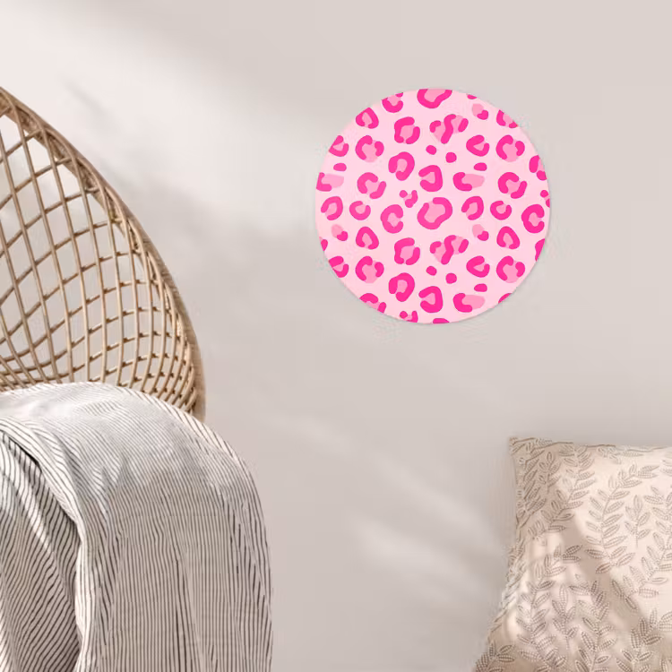 Dierenprint - Patroon - Abstract - Modern - Roze Wandcirkel behangsticker klein -sfeer4