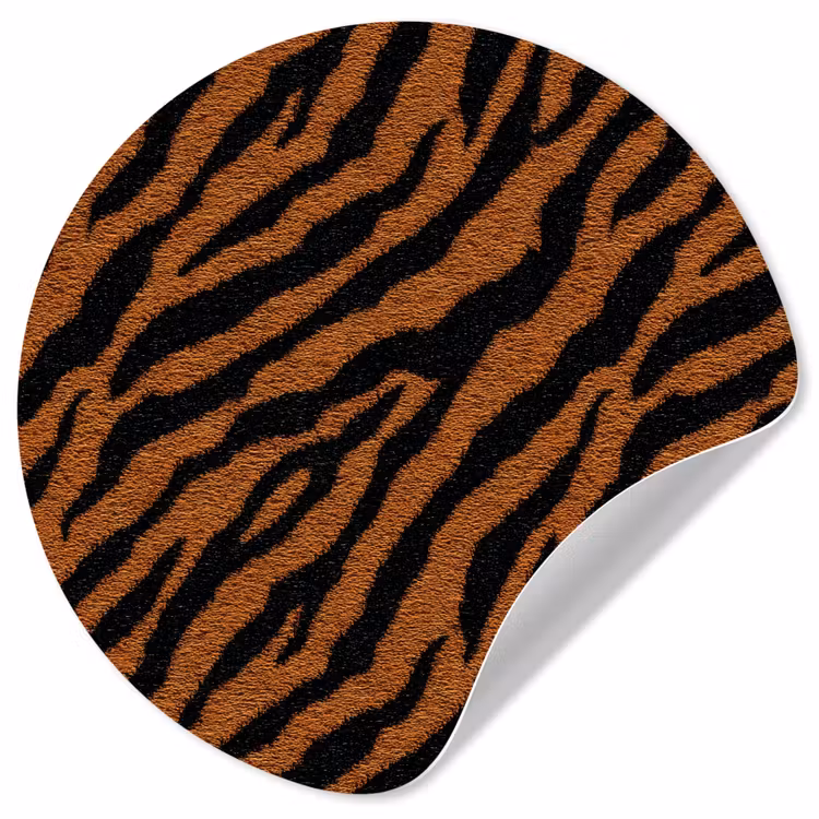 Tijger - Zwart - Vacht Wandcirkel behangsticker klein 186 -3d