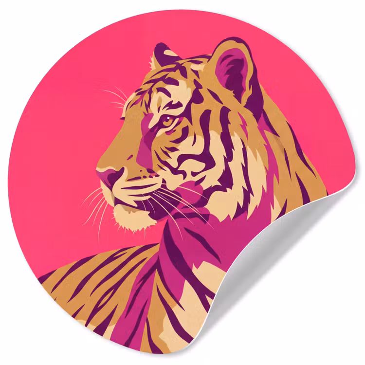 Tijger - Modern - Neon Wandcirkel behangsticker klein -3d