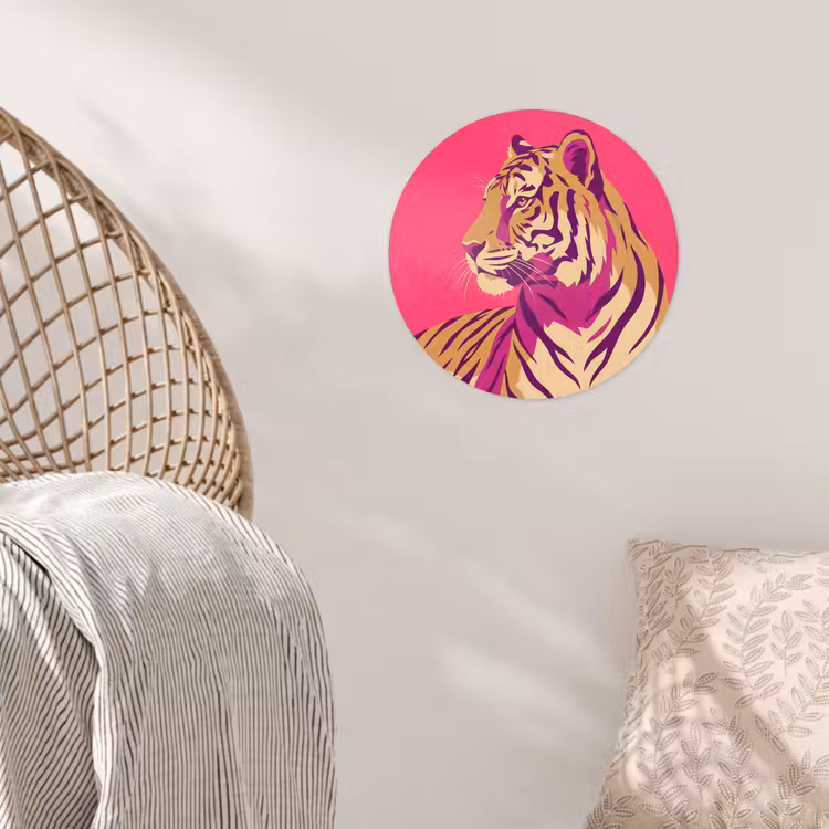 Tijger - Modern - Neon Wandcirkel behangsticker klein -sfeer4