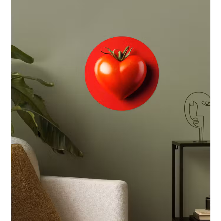 Tomaat - Rood - Hart Wandcirkel behangsticker klein -sfeer2