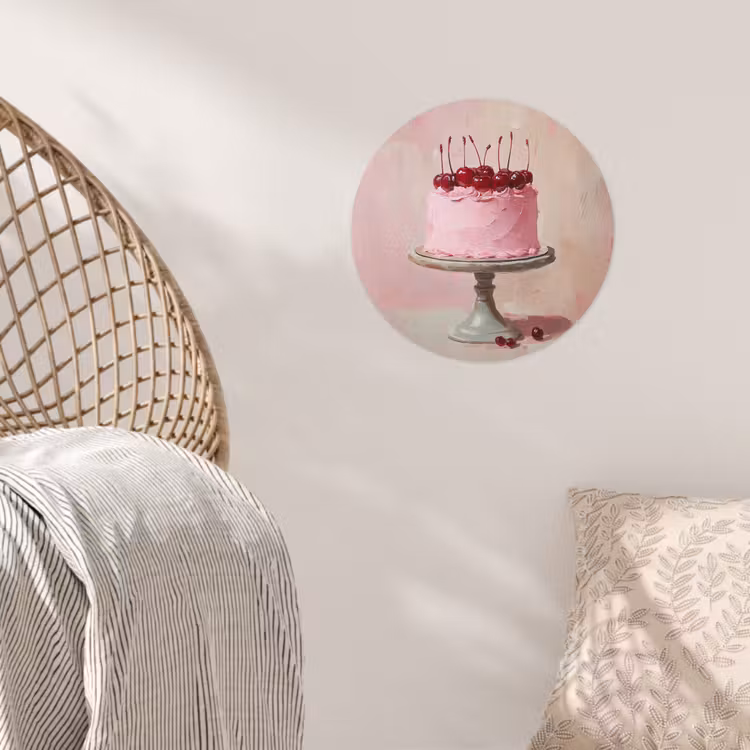 Taart - Pink - Cherry Wandcirkel behangsticker klein -sfeer4