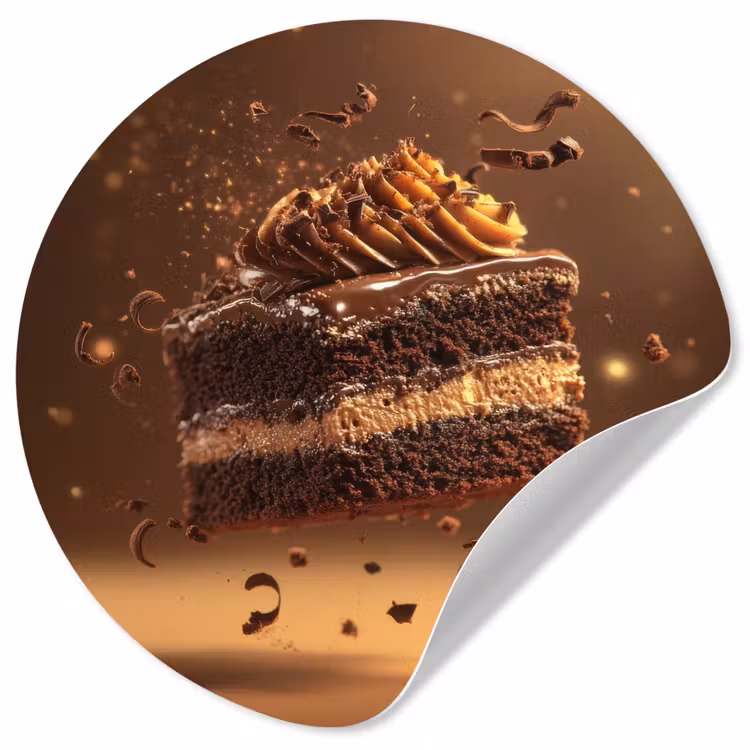 Taart - Chocolade - Eten - Brownie Wandcirkel behangsticker klein -3d