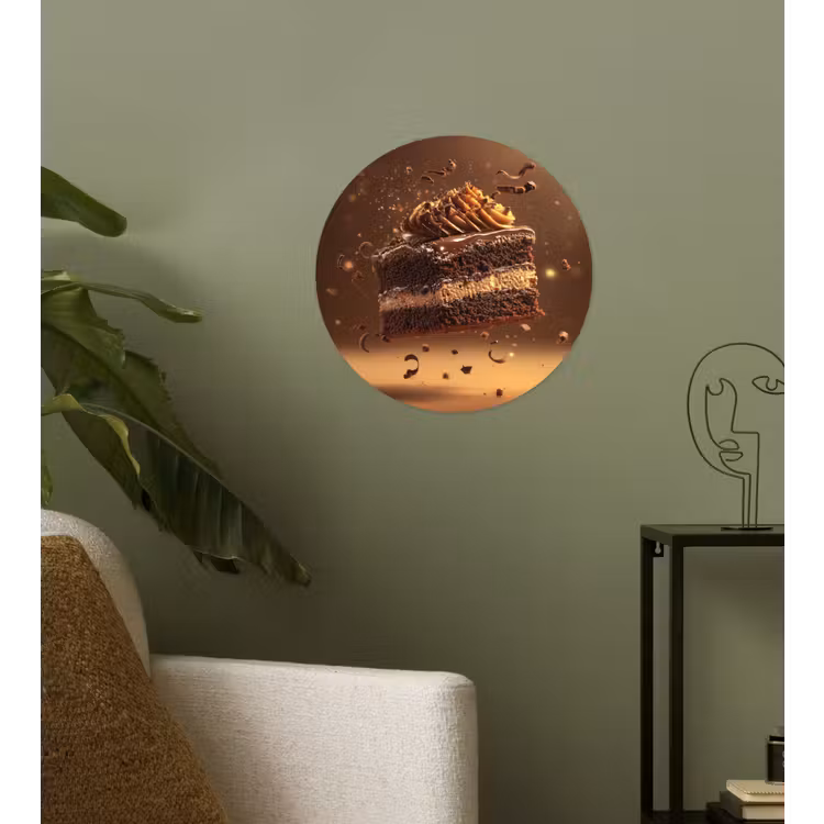 Taart - Chocolade - Eten - Brownie Wandcirkel behangsticker klein -sfeer2