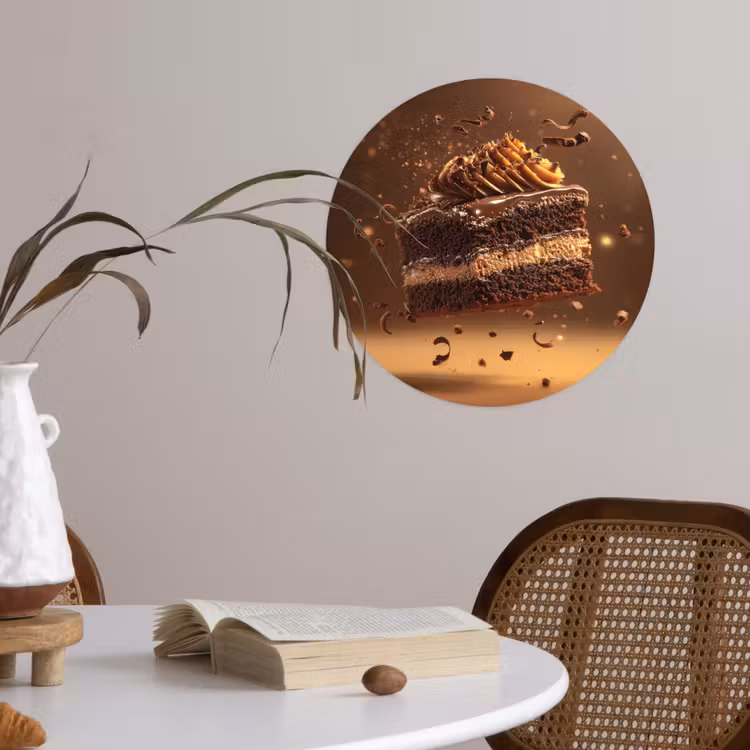 Taart - Chocolade - Eten - Brownie Wandcirkel behangsticker klein -sfeer3