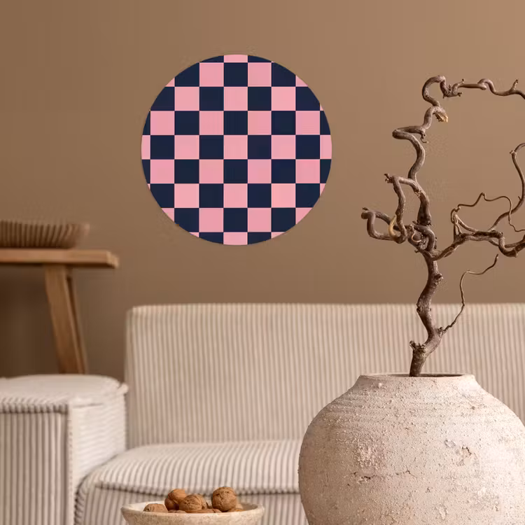 Traditioneel - Patroon - Blauw - Roze Wandcirkel behangsticker klein 186 -sfeer1
