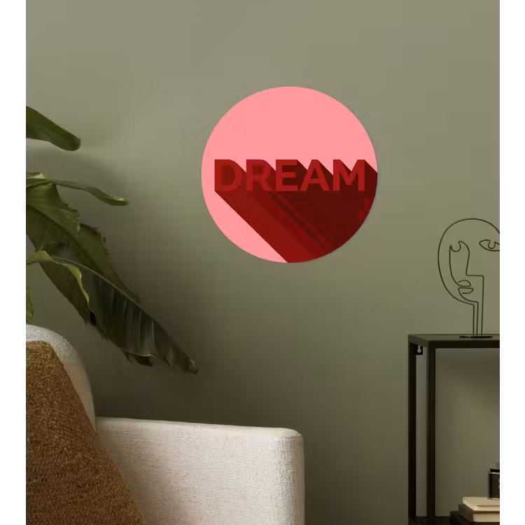 Dream - 3D - Rood - Roze Wandcirkel behangsticker klein -sfeer2