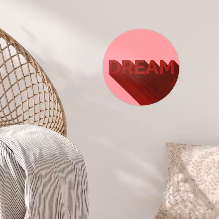 Dream - 3D - Rood - Roze Wandcirkel behangsticker klein -sfeer4