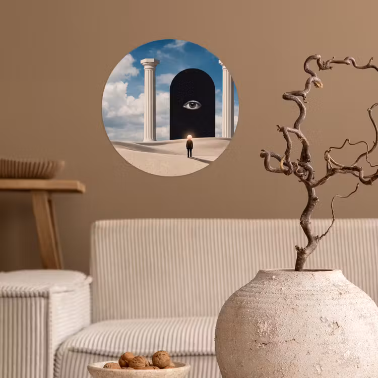Runde Tapete - Traum – Wüste – Auge - Droom - Woestijn - Oog Wandcirkel behangsticker klein