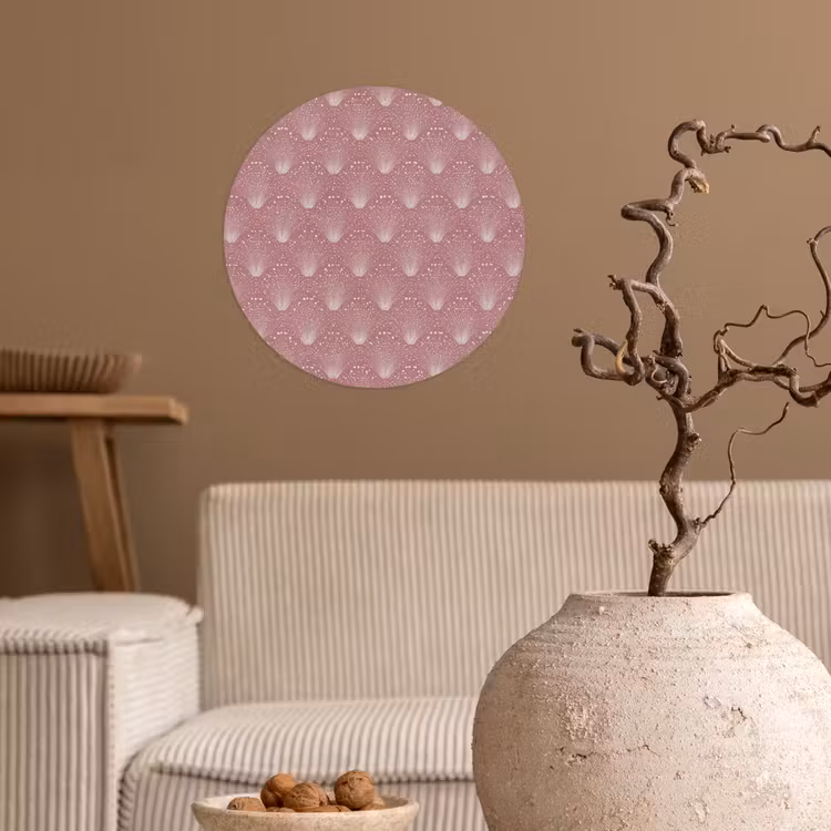 Trendy - Patroon - Roze Wandcirkel behangsticker klein 186 -sfeer1