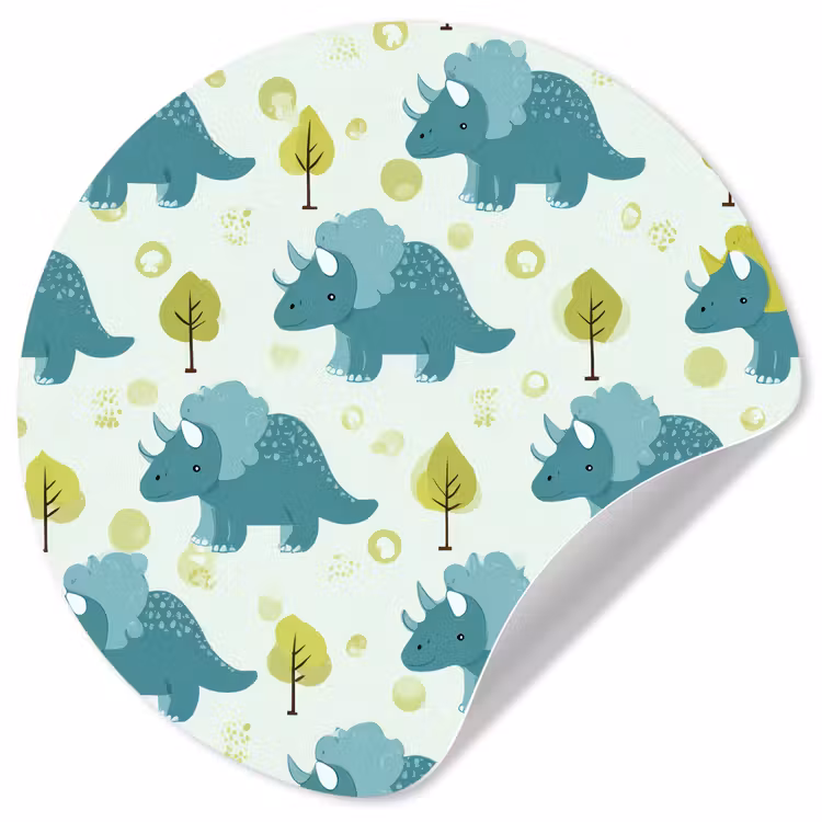 Triceratop - Blauw - Stippen - Boompjes Wandcirkel behangsticker klein -3d