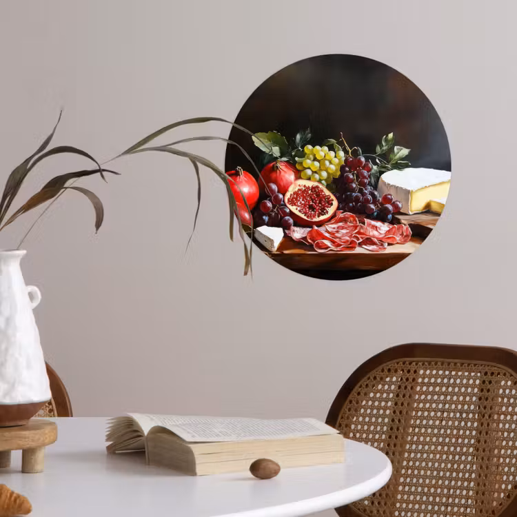 Borrelplank - Stilleven - Vintage Wandcirkel behangsticker klein -sfeer3
