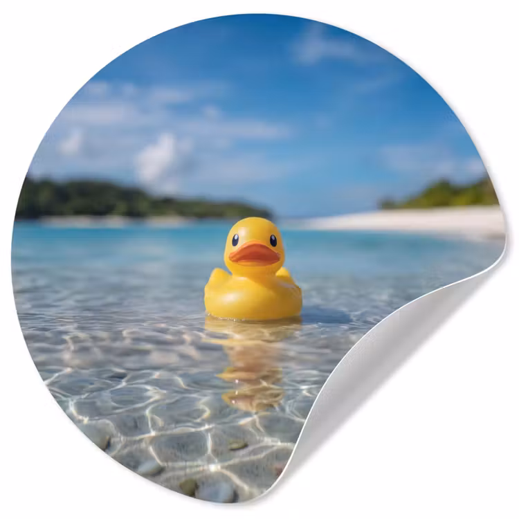 Tropisch - Badeend - geel Wandcirkel behangsticker klein -3d