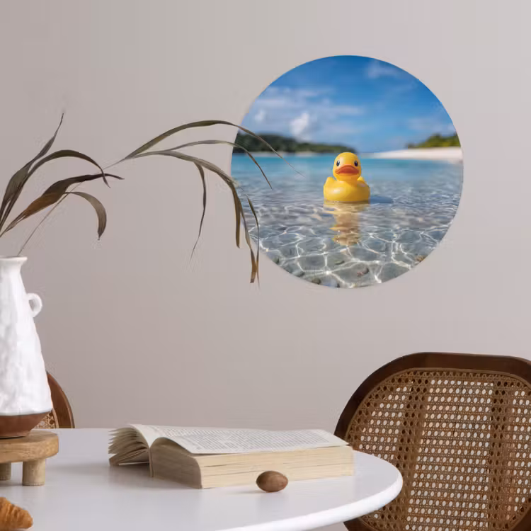 Tropisch - Badeend - geel Wandcirkel behangsticker klein -sfeer3