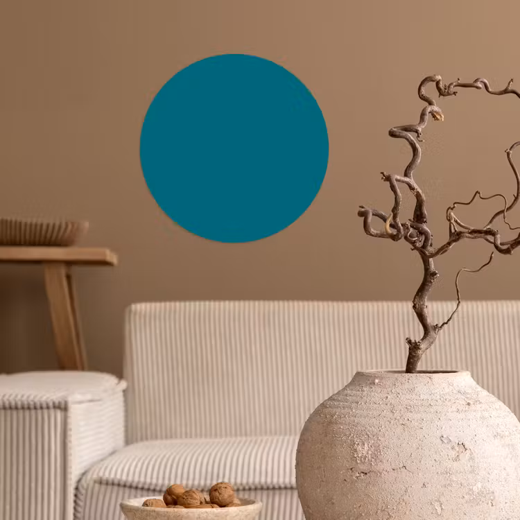 Tropical - Peacock - Blauw Wandcirkel behangsticker klein 186 -sfeer1