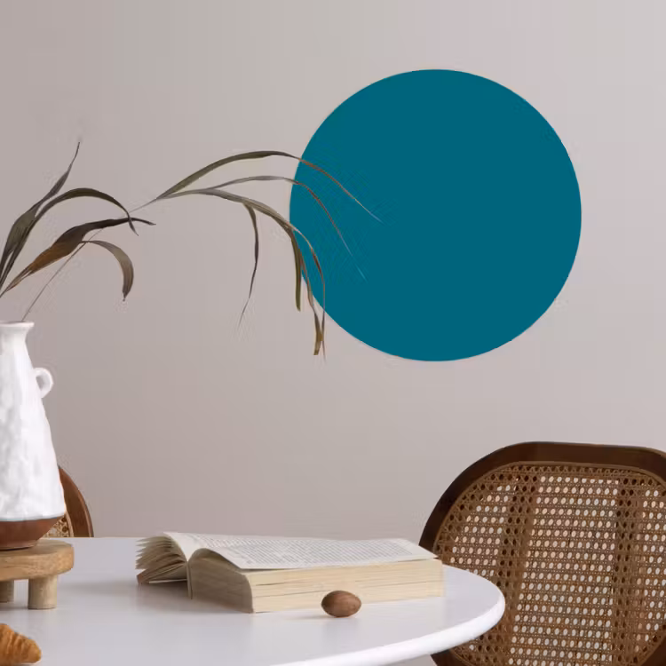 Tropical - Peacock - Blauw Wandcirkel behangsticker klein 186 -sfeer3