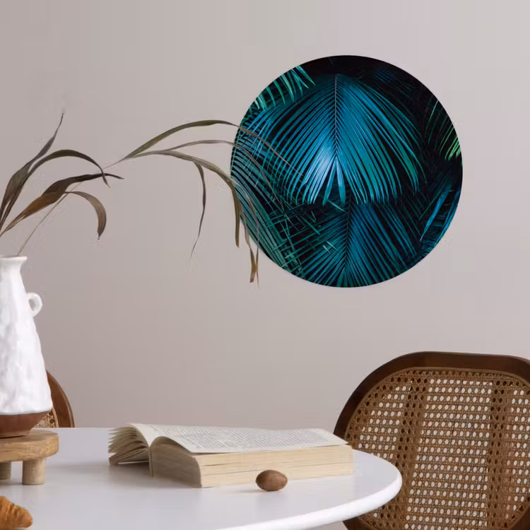 Inductie beschermer - Inductie afdekplaat - Tropical - Jungle - Bladeren - Groen Wandcirkel behangsticker klein -sfeer3