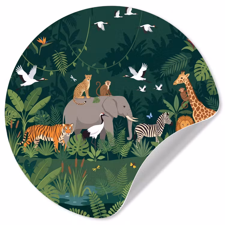 Tropisch - Jungle - Groen Wandcirkel behangsticker klein -3d