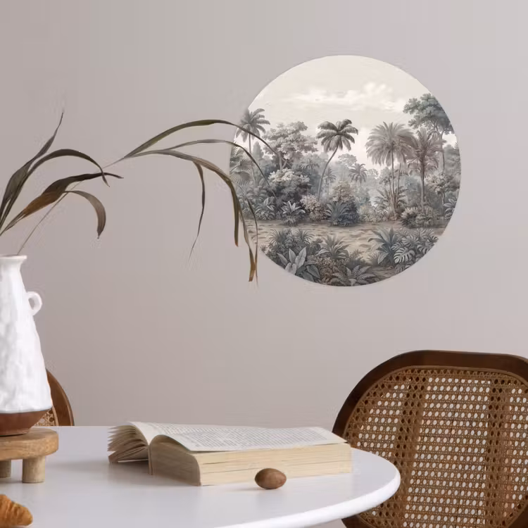 Tropisch - Landschap - Illustratie Wandcirkel behangsticker klein -sfeer3
