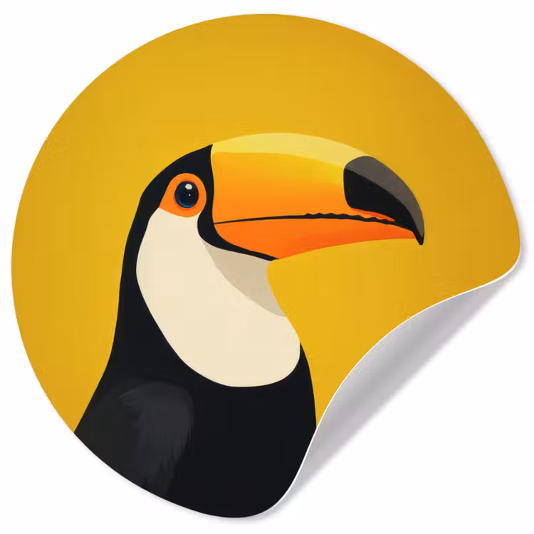 Toekan - Minimalistisch - Snavel - Oranje Wandcirkel behangsticker klein -3d
