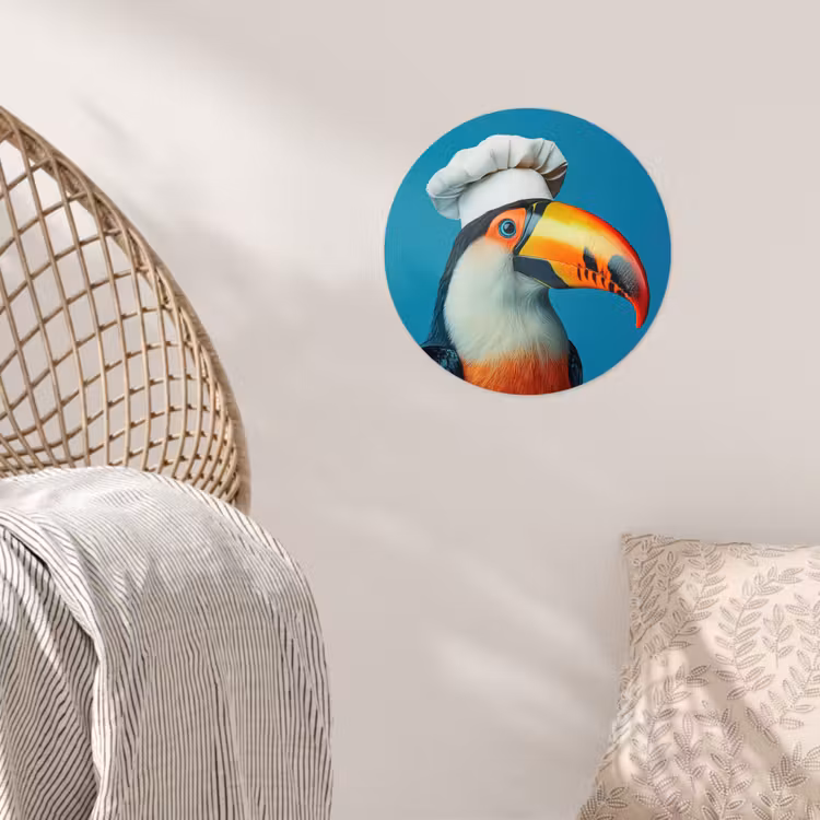 Toekan - Papegaai - Vogel - Koksmuts Wandcirkel behangsticker klein -sfeer4