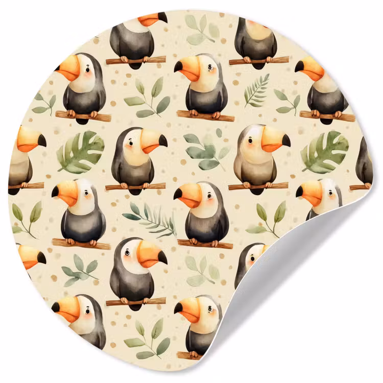 Toekans - Exotisch - Kleurrijk Wandcirkel behangsticker klein 186 -3d