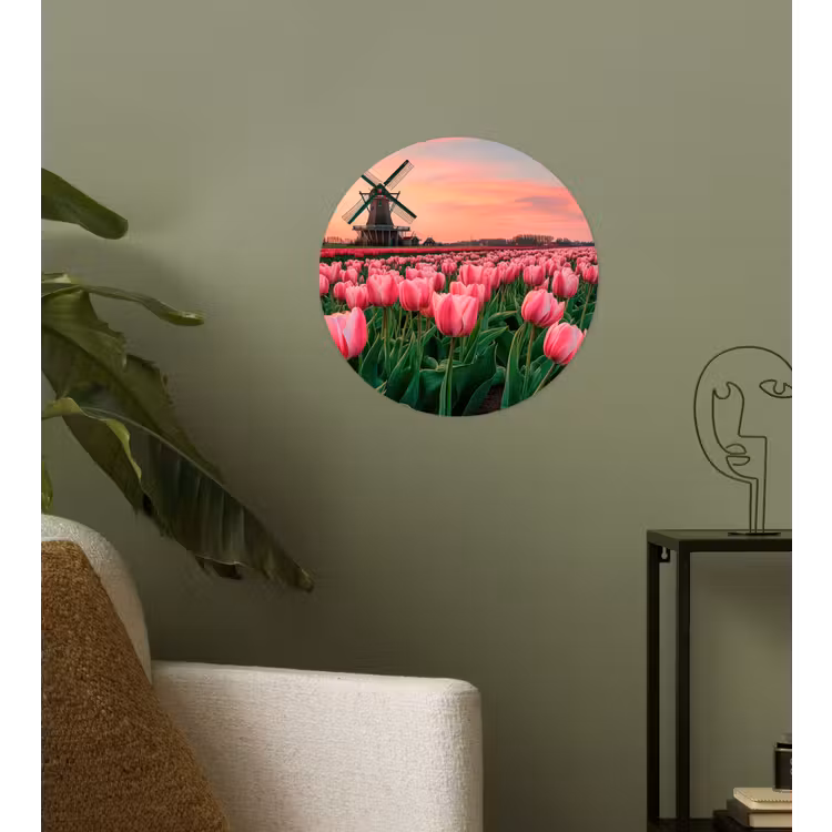 Tulpen - Molen - Nederland Wandcirkel behangsticker klein -sfeer2