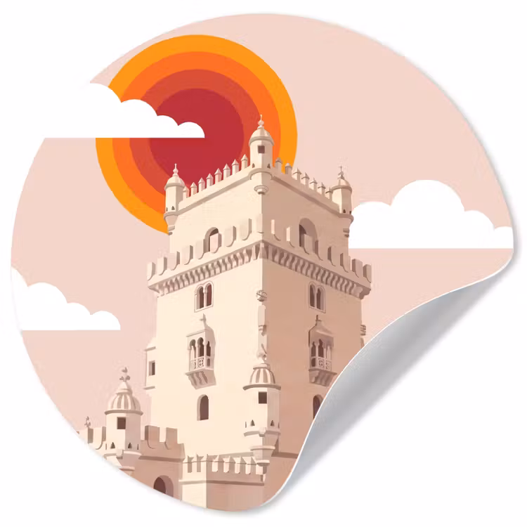 Toren - Rivier - Architectuur - Modern - Oranje Wandcirkel behangsticker klein -3d