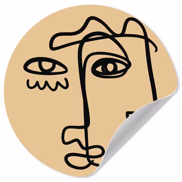 Overlappende profielen - Lichtbruin - Zwart Wandcirkel behangsticker klein -3d