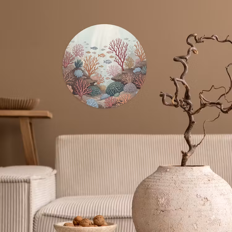 Onderwater - Koraal - Vis - Natuur Wandcirkel behangsticker klein -sfeer1