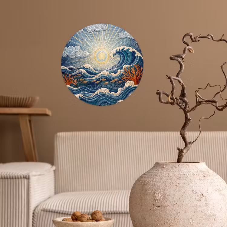 Onderwater - Koraal - Vis - Natuur - Kunst Wandcirkel behangsticker klein -sfeer1