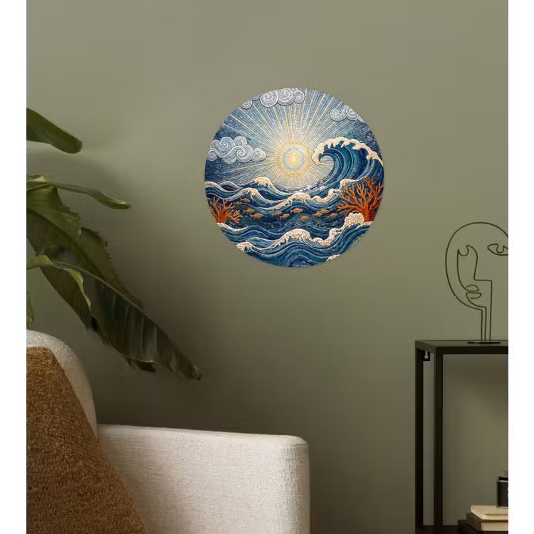 Onderwater - Koraal - Vis - Natuur - Kunst Wandcirkel behangsticker klein -sfeer2