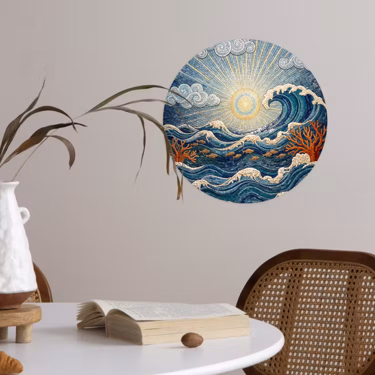 Onderwater - Koraal - Vis - Natuur - Kunst Wandcirkel behangsticker klein -sfeer3