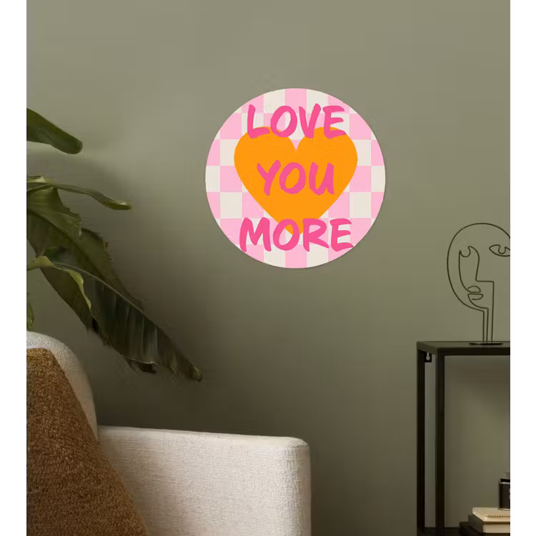 Valentijn - Love - Roze - Oranje Wandcirkel behangsticker klein -sfeer2
