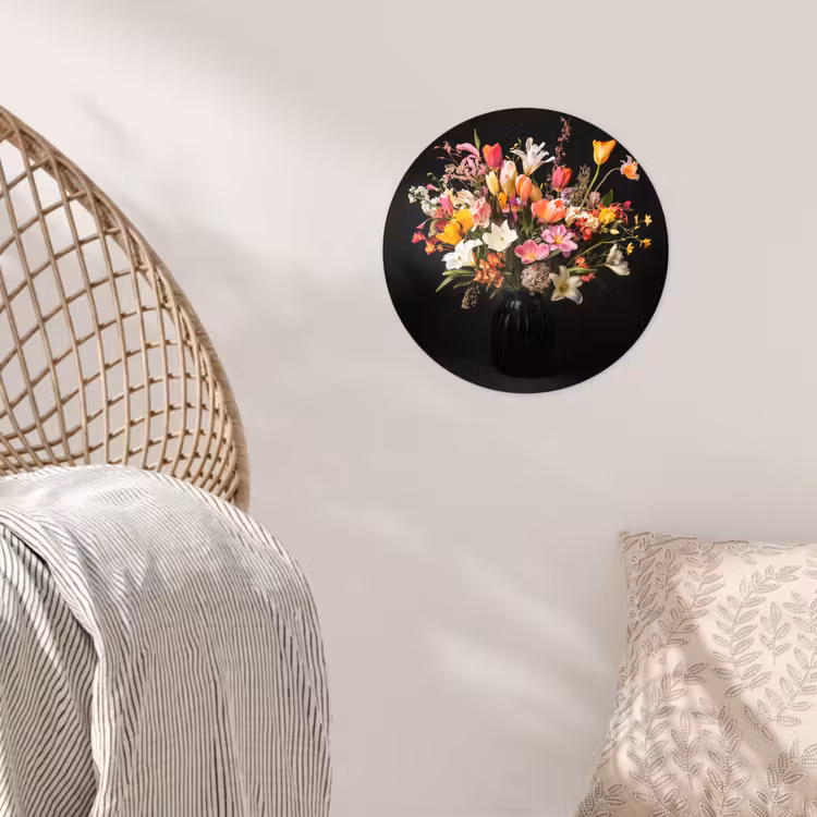Vaas - Bloemen - Tulpen Wandcirkel behangsticker klein -sfeer4