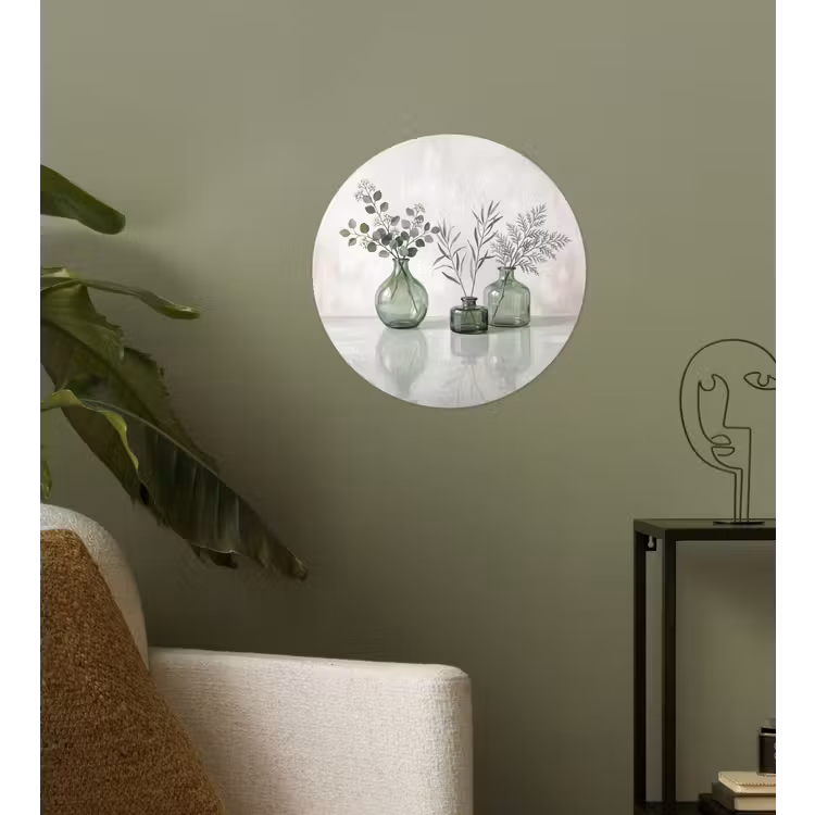 Vazen - Bladeren - Groen Wandcirkel behangsticker klein -sfeer2