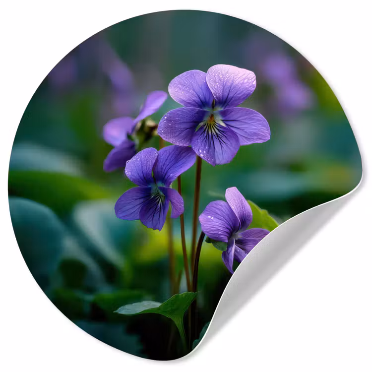 Viooltjes - Paars - Bloem - Bladeren Wandcirkel behangsticker klein -3d
