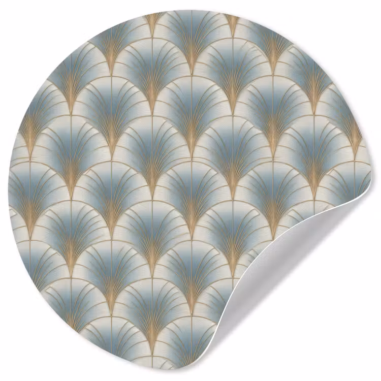 Waaier - Klassiek - Blauw Wandcirkel behangsticker klein 186 -3d