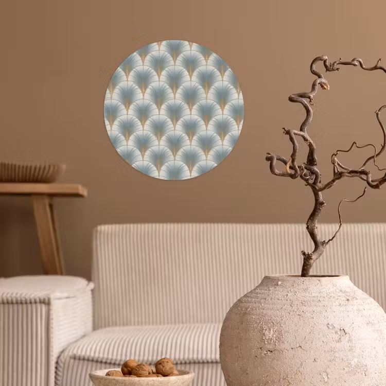 Waaier - Klassiek - Blauw Wandcirkel behangsticker klein 186 -sfeer1