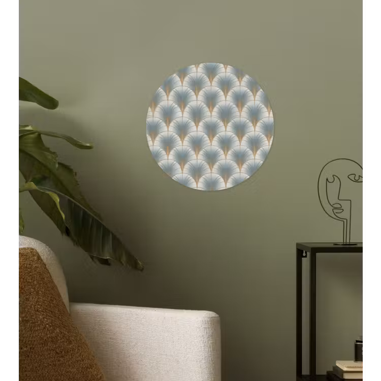 Waaier - Klassiek - Blauw Wandcirkel behangsticker klein 186 -sfeer2