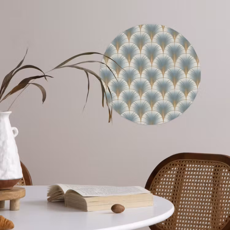 Waaier - Klassiek - Blauw Wandcirkel behangsticker klein 186 -sfeer3