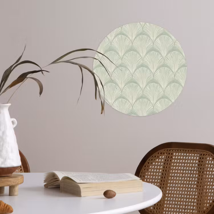 Waaiers - Patroon - Groen Wandcirkel behangsticker klein 186 -sfeer3