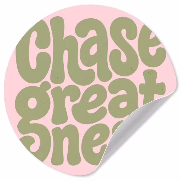 Chase greatness - Groen - Roze - Retro Wandcirkel behangsticker klein -3d