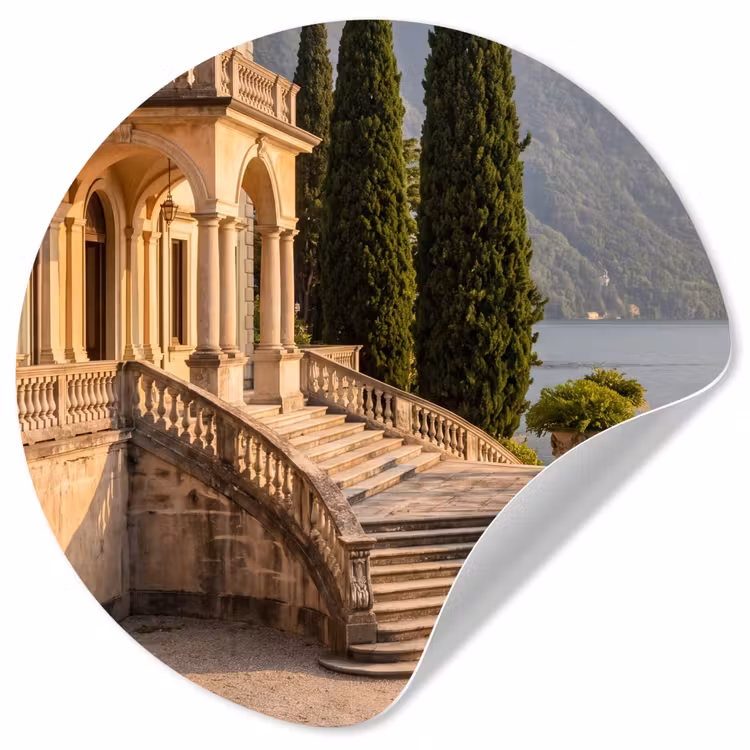 Runde Tapete - Villa – Wasser – Treppen - Villa - water -trappen Wandcirkel behangsticker klein