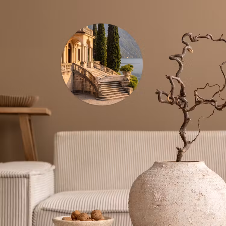 Runde Tapete - Villa – Wasser – Treppen - Villa - water -trappen Wandcirkel behangsticker klein